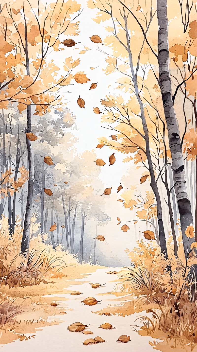 高清大图下载【趣麦麦图】秋日森林落叶小径