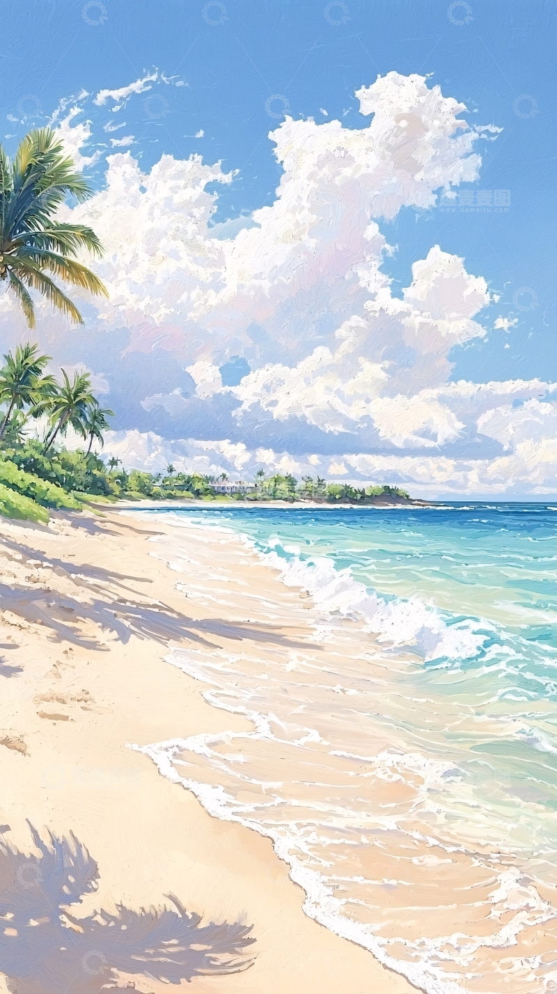 高清大图下载【趣麦麦图】热带海滩风景画