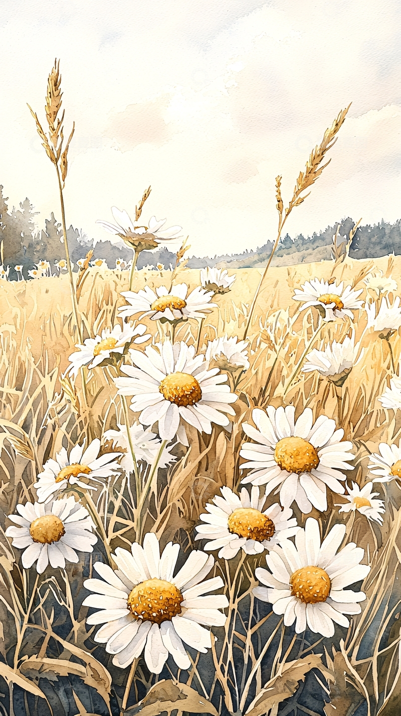 高清大图下载【趣麦麦图】夏日田野中的雏菊