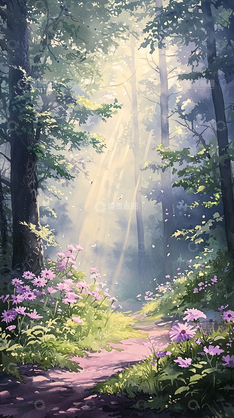高清大图下载【趣麦麦图】晨光森林小径