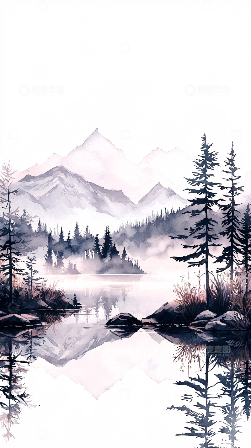 高清大图下载【趣麦麦图】山间静谧湖景