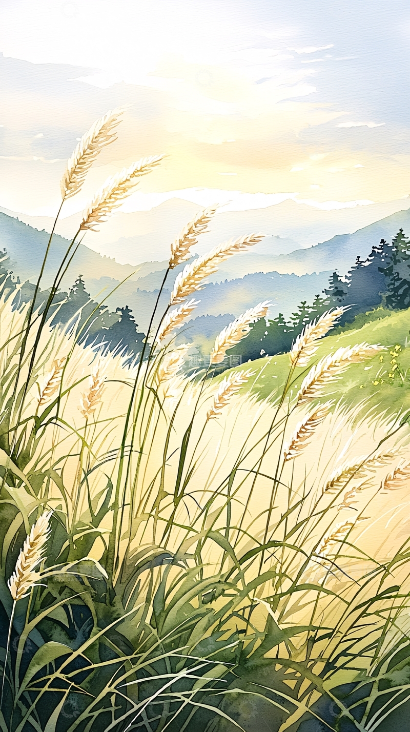 高清大图下载【趣麦麦图】晨光下的山野草木