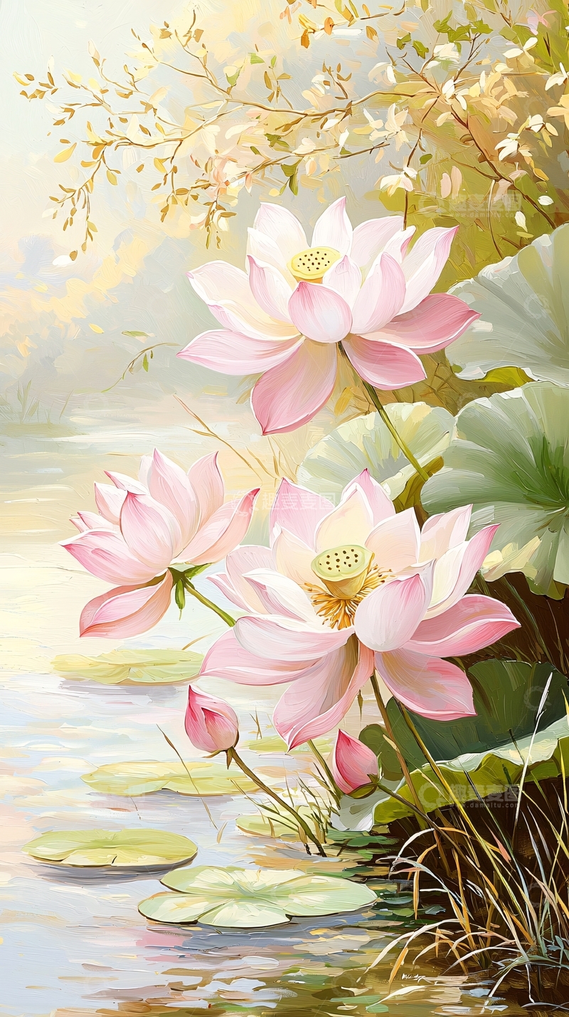 高清大图下载【趣麦麦图】荷花池塘风景画