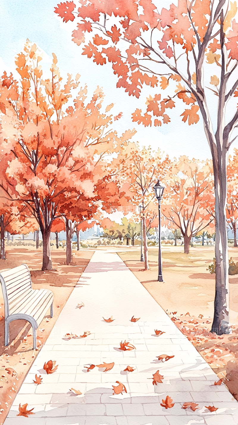 高清大图下载【趣麦麦图】秋日公园小径风景图