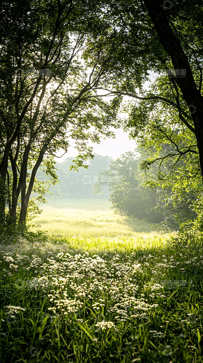 高清大图下载【趣麦麦图】晨光中的森林小径
