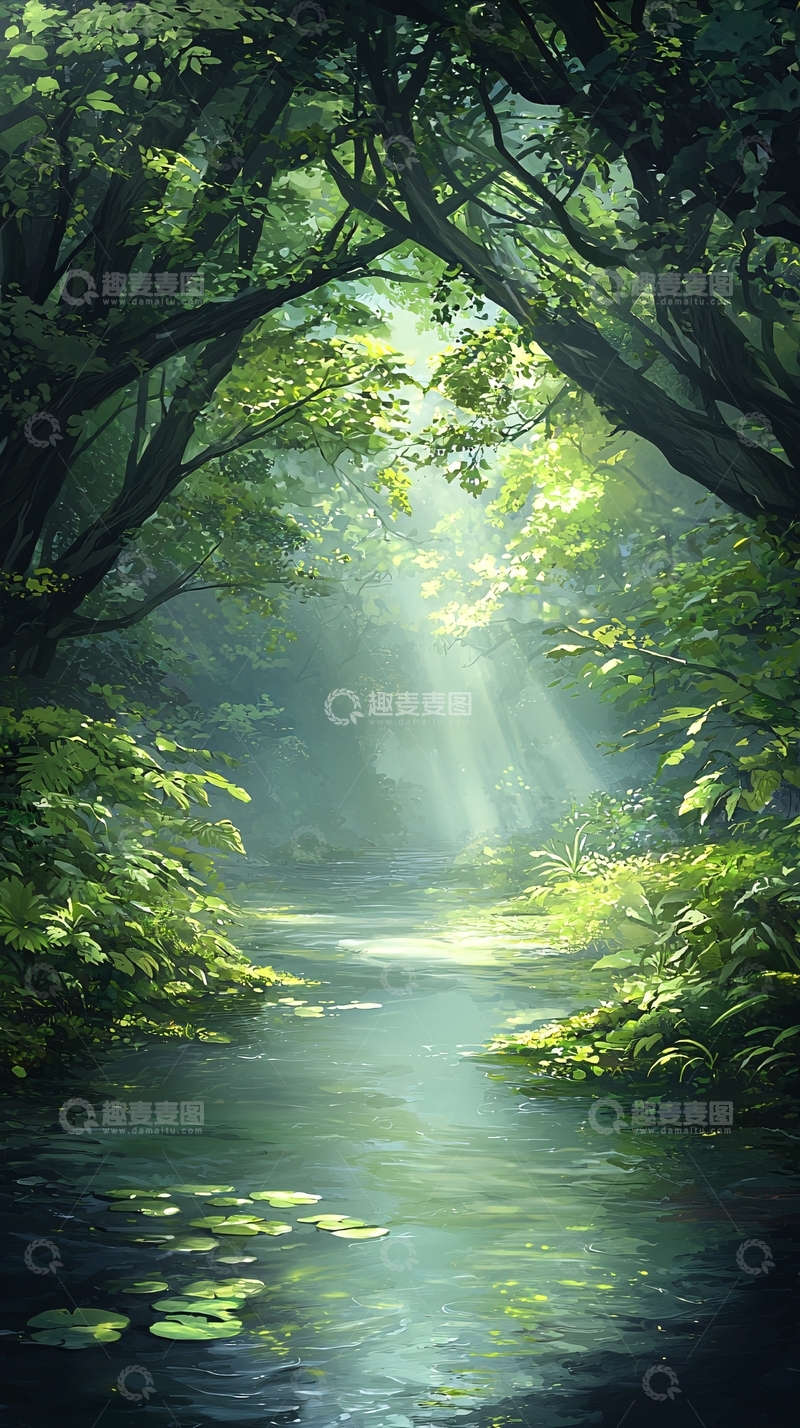 高清大图下载【趣麦麦图】森林中的小溪