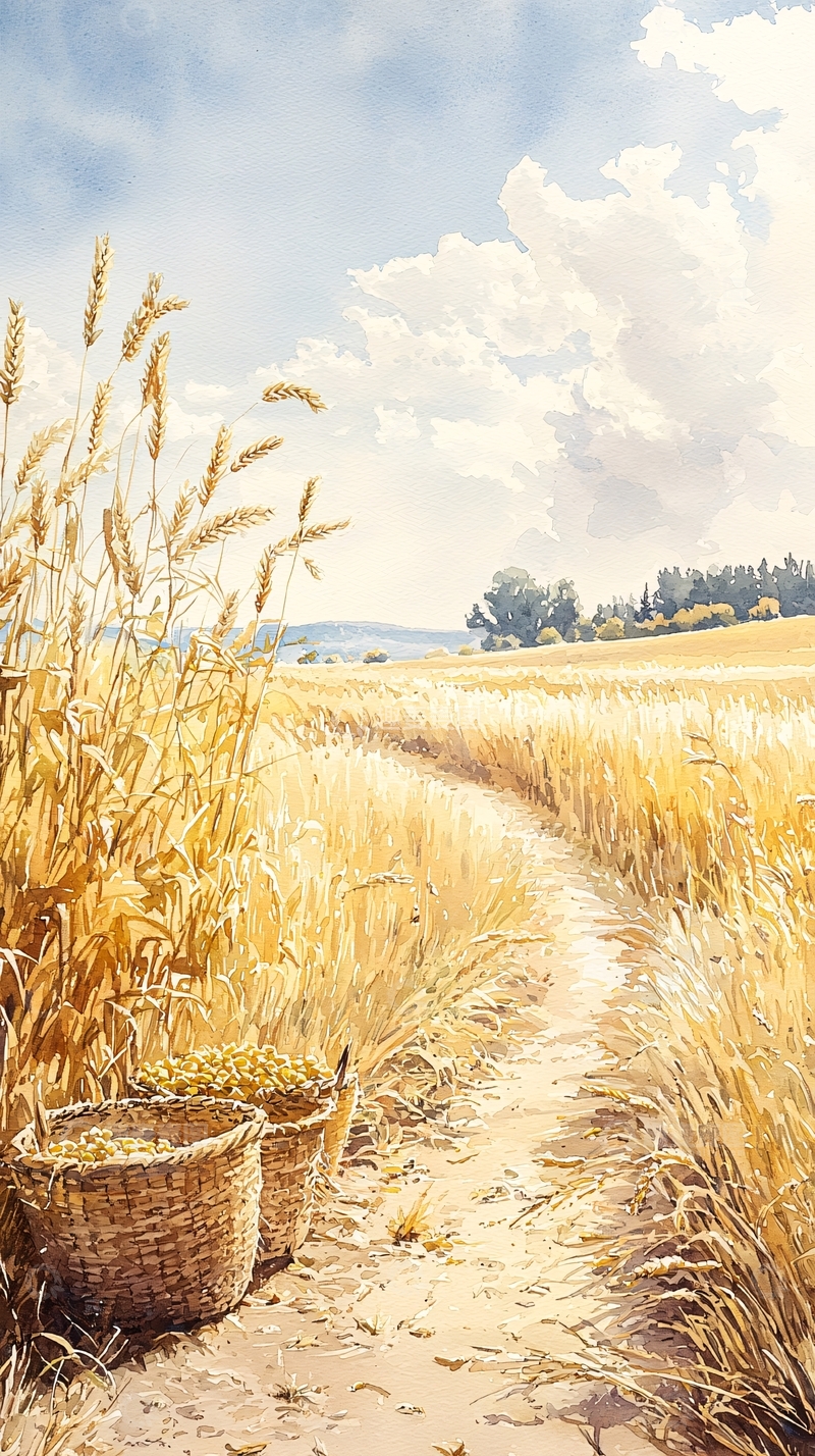 高清大图下载【趣麦麦图】金秋麦田丰收景象