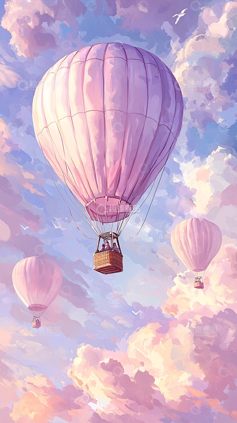 高清大图下载【趣麦麦图】梦幻热气球飞行风景