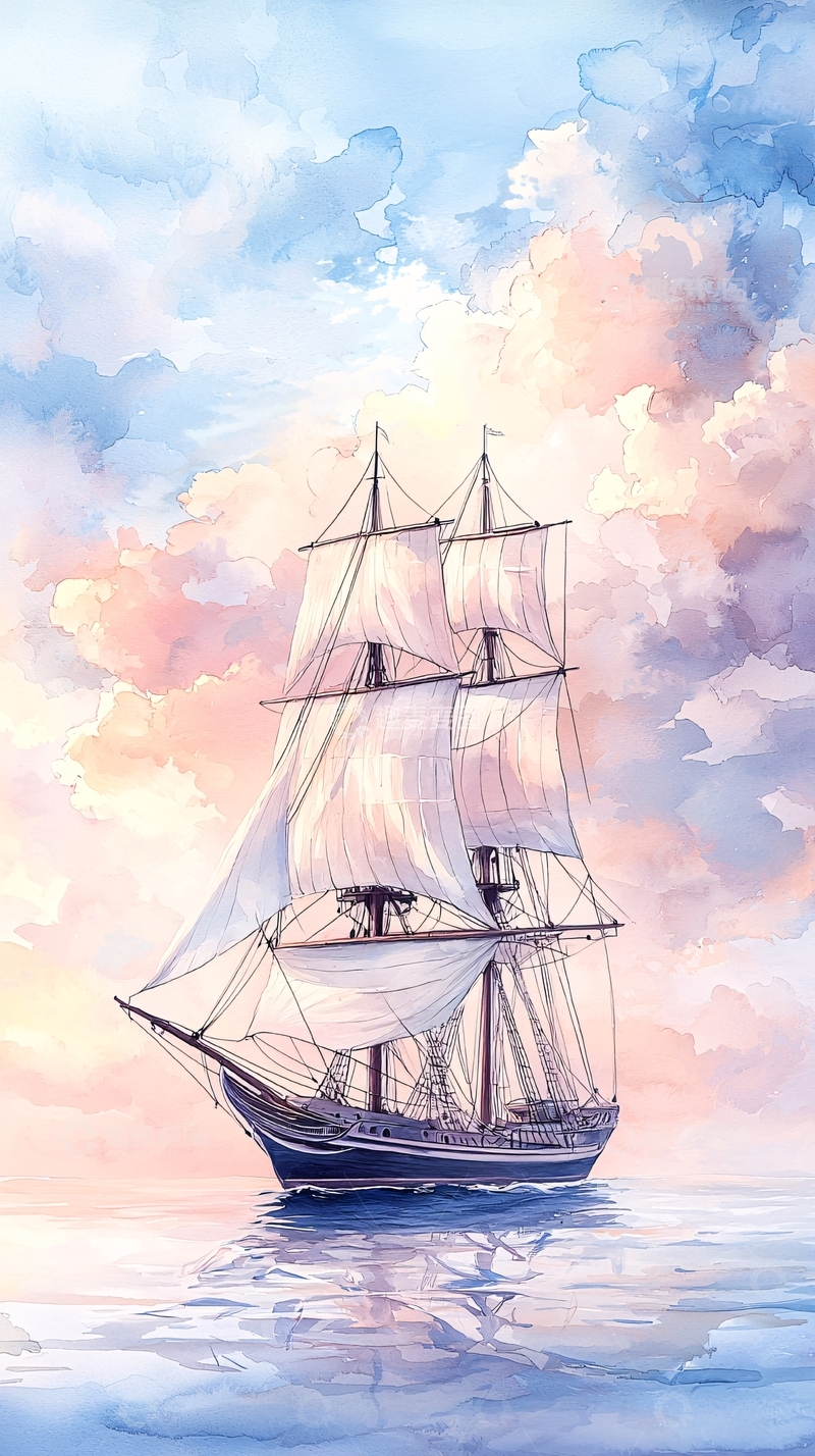 高清大图下载【趣麦麦图】帆船与梦幻天空