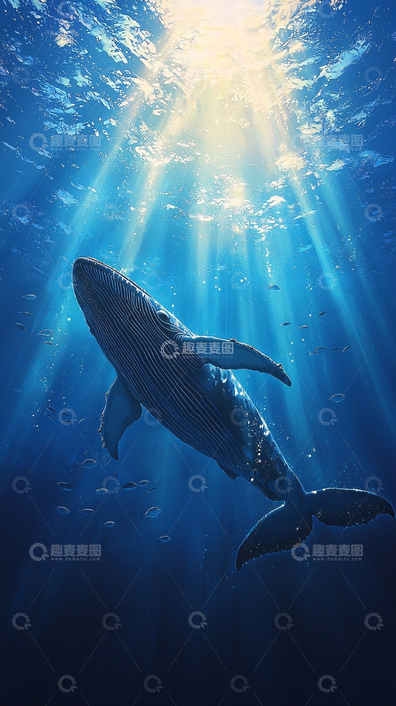 高清大图下载【趣麦麦图】深海鲸鱼与阳光