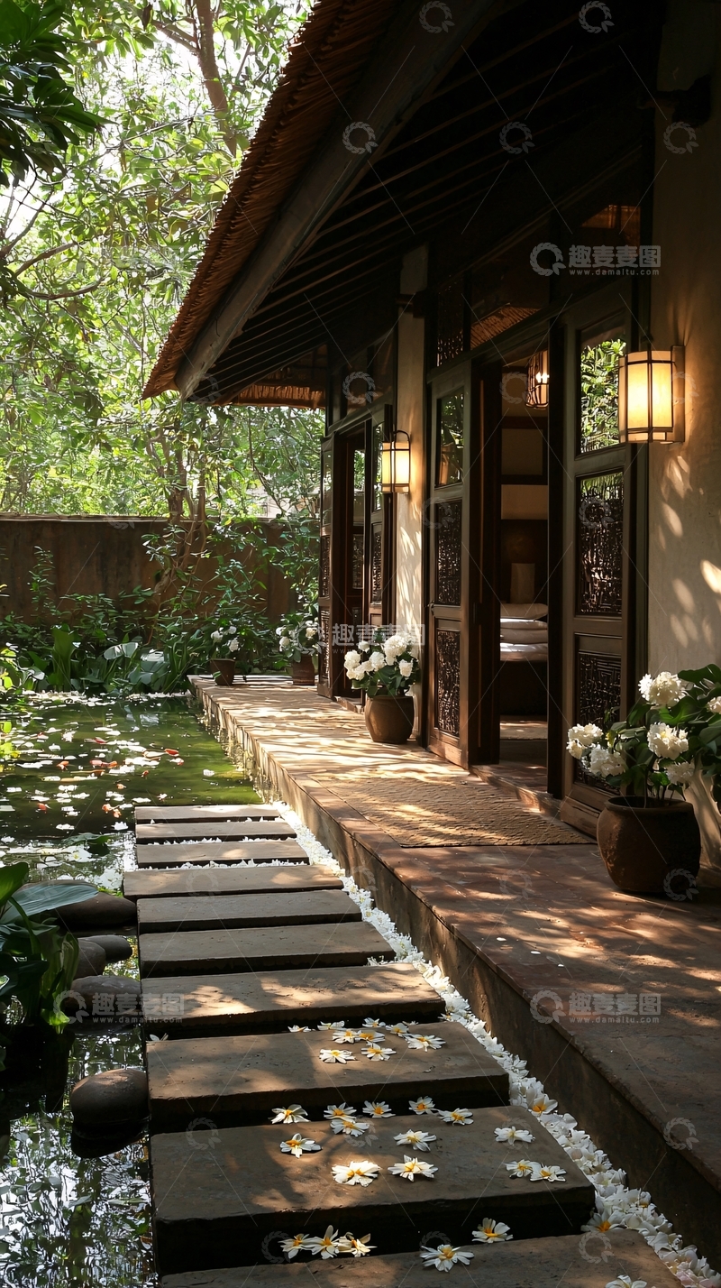 高清大图下载【趣麦麦图】东南亚风格庭院花园小径