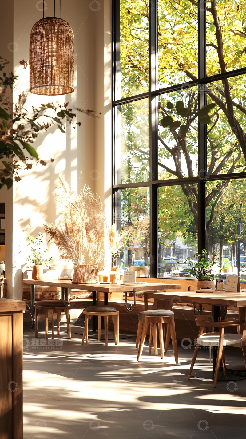 高清大图下载【趣麦麦图】阳光洒满咖啡馆内部