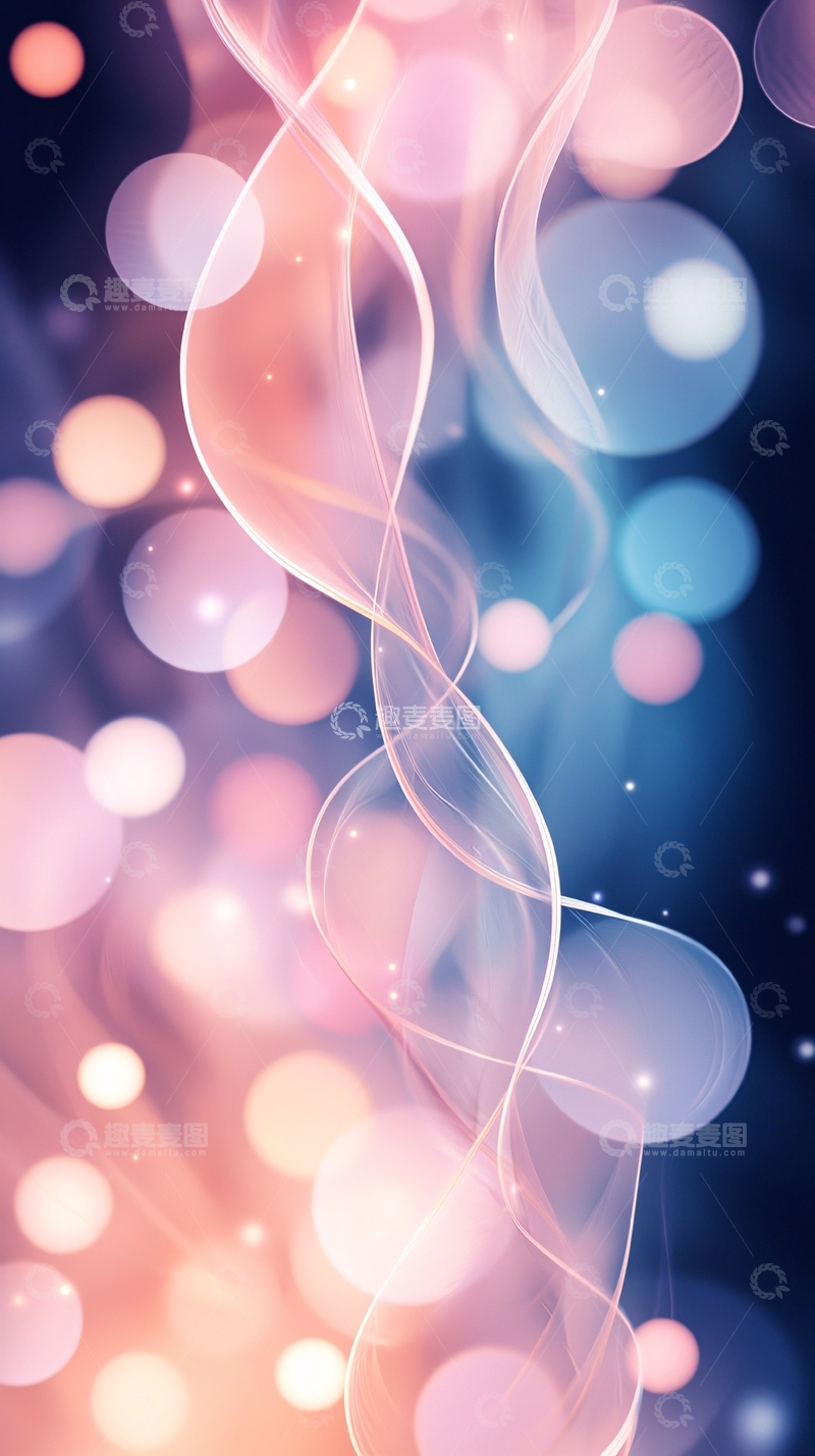 高清大图下载【趣麦麦图】梦幻光晕流动线条背景