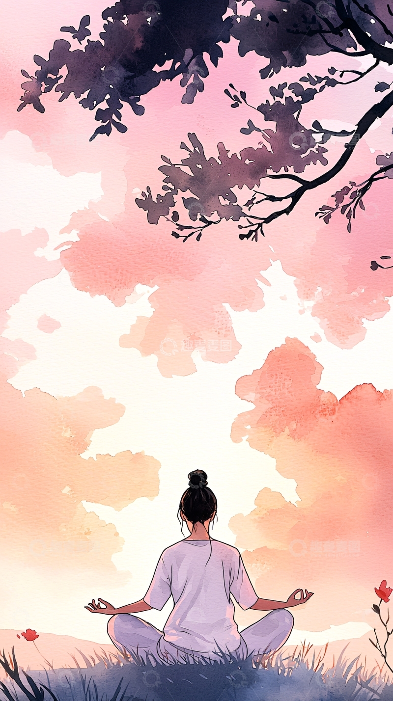高清大图下载【趣麦麦图】静坐冥想的女子