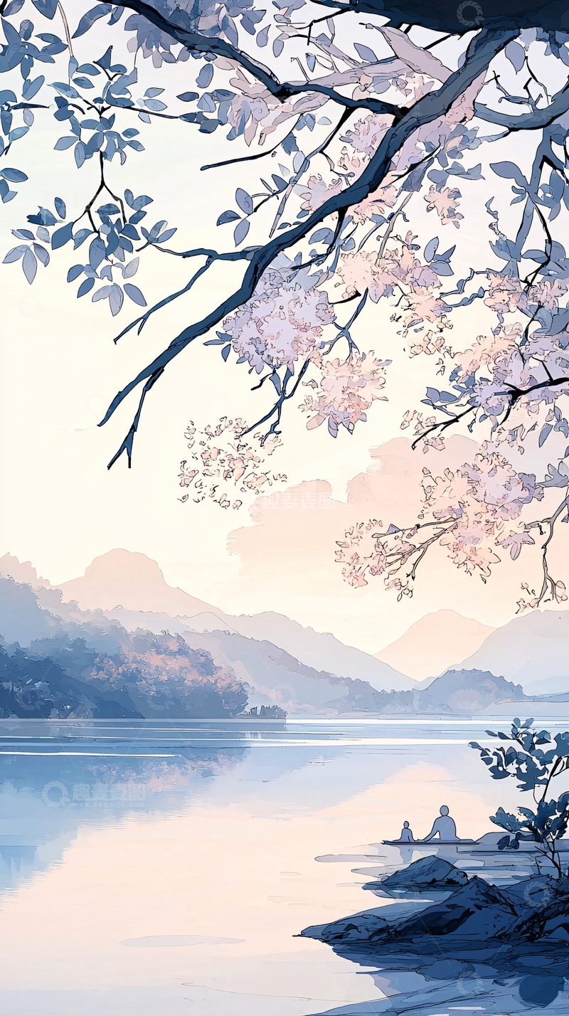 高清大图下载【趣麦麦图】湖畔垂钓的宁静时光