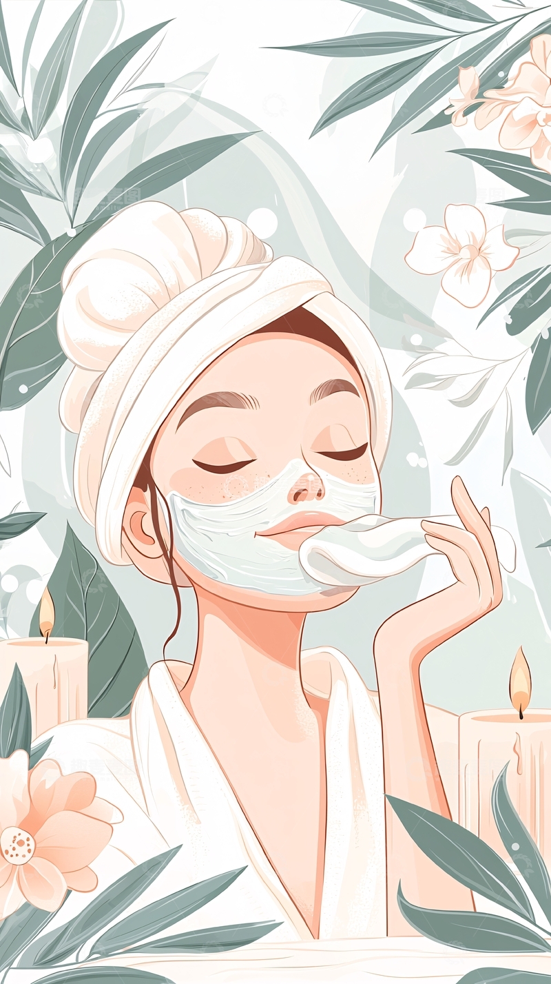 高清大图下载【趣麦麦图】美容面膜护理插画