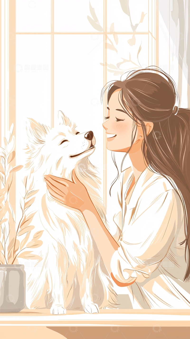 高清大图下载【趣麦麦图】温馨的早晨与宠物