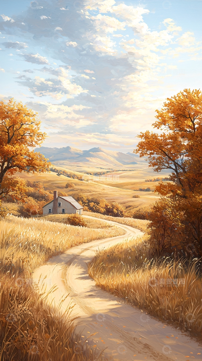 高清大图下载【趣麦麦图】秋日田园小路风景