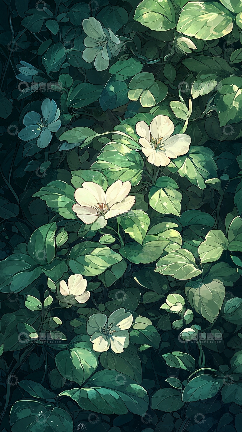 高清大图下载【趣麦麦图】绿色植物花卉背景图