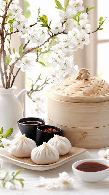 春季美食：包子与樱花
