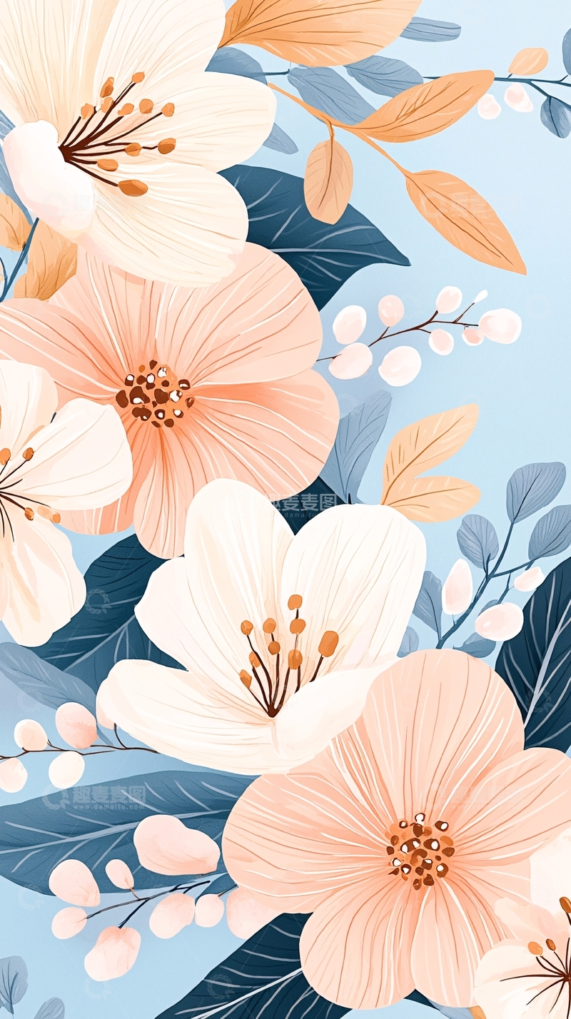 高清大图下载【趣麦麦图】清新花卉背景图案设计