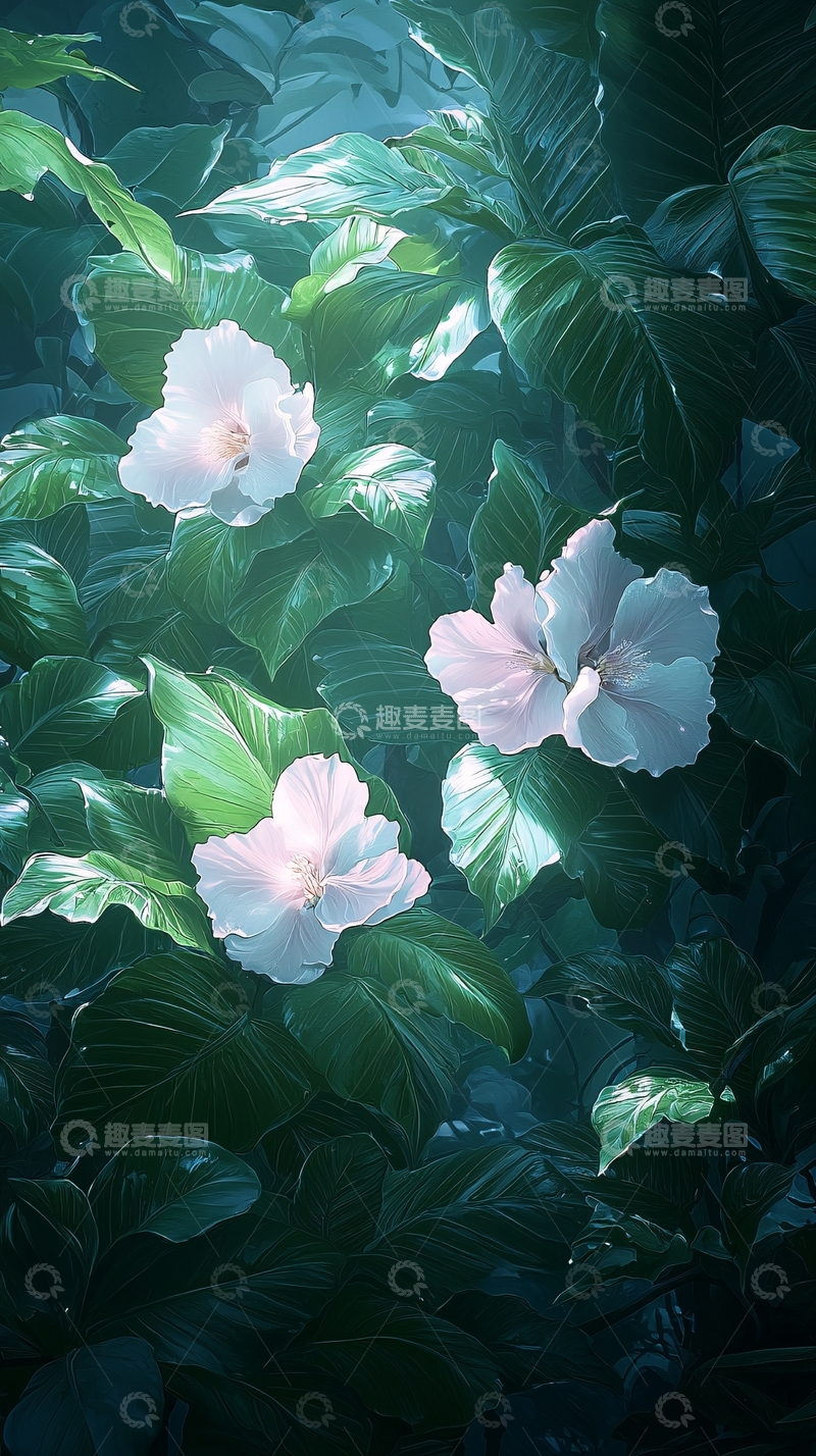 高清大图下载【趣麦麦图】热带雨林中的白色花朵