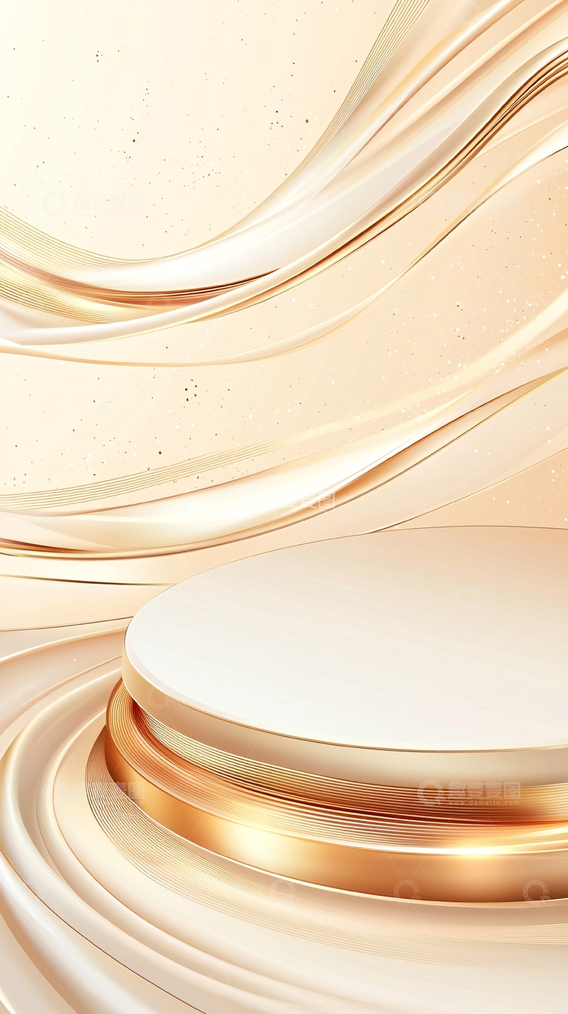高清大图下载【趣麦麦图】金色抽象波纹背景展示架