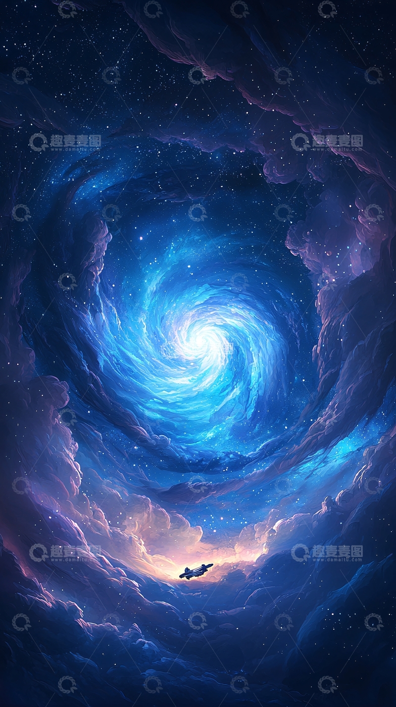 高清大图下载【趣麦麦图】星际漩涡中的飞行器