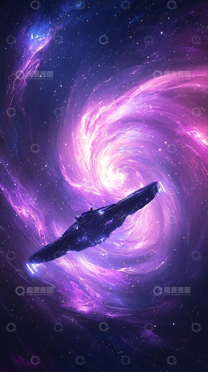 高清大图下载【趣麦麦图】星际飞船穿梭于星云之间