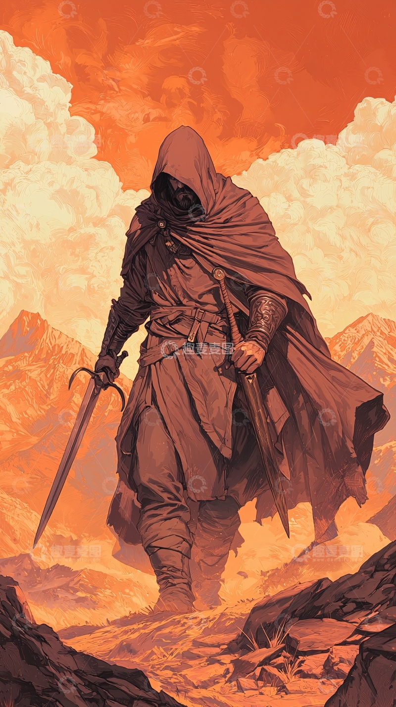 高清大图下载【趣麦麦图】披风剑士的黄昏旅途