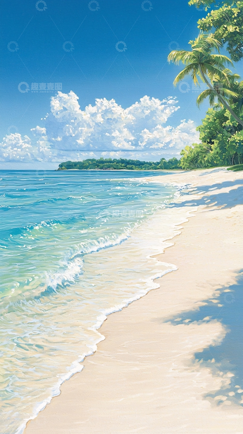 高清大图下载【趣麦麦图】热带海滩风景画