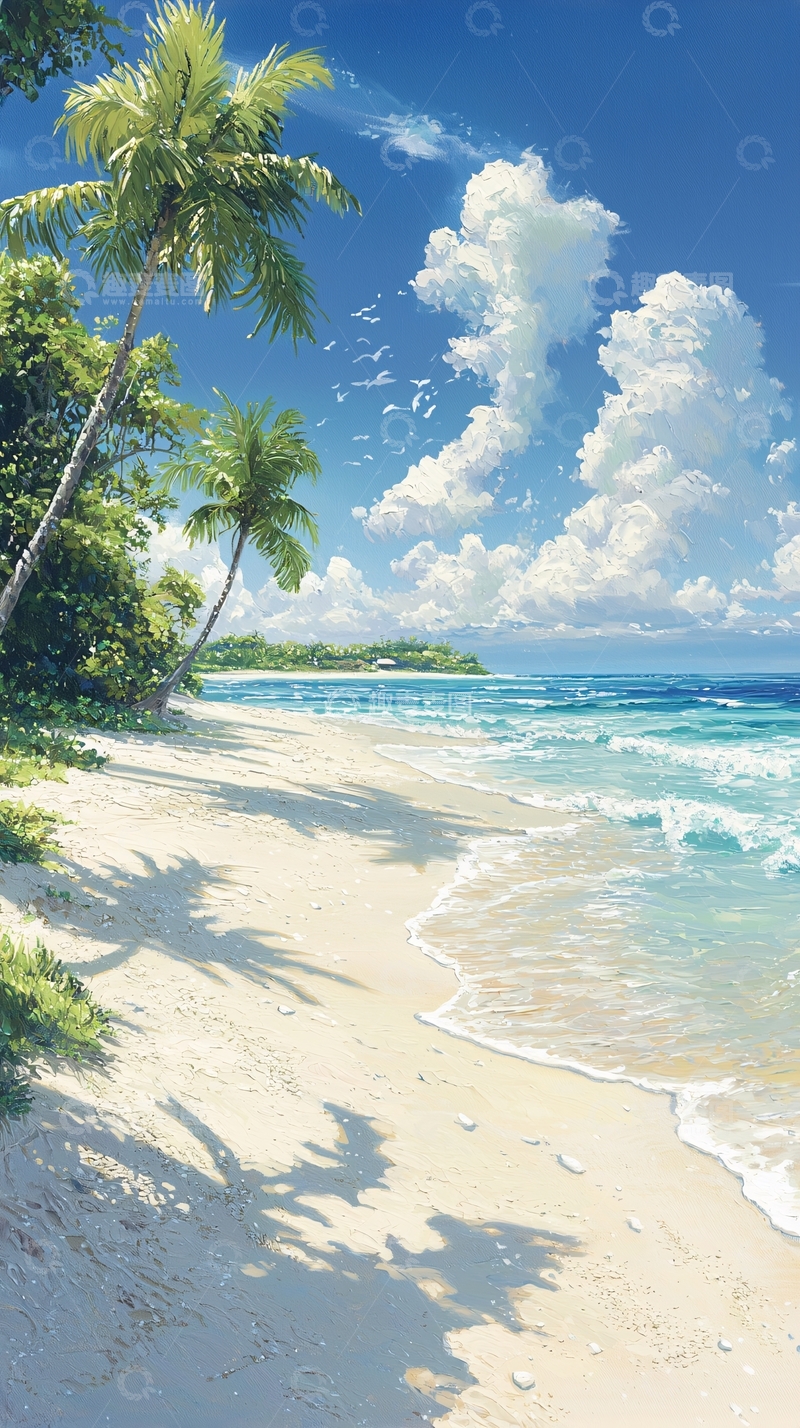 高清大图下载【趣麦麦图】热带海滩风景画