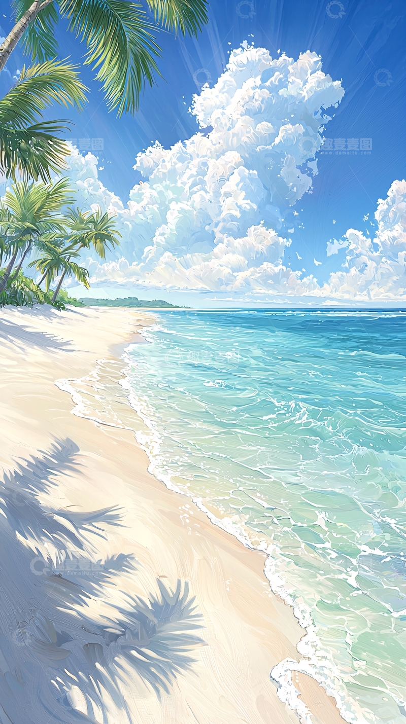 高清大图下载【趣麦麦图】热带海滩风景画