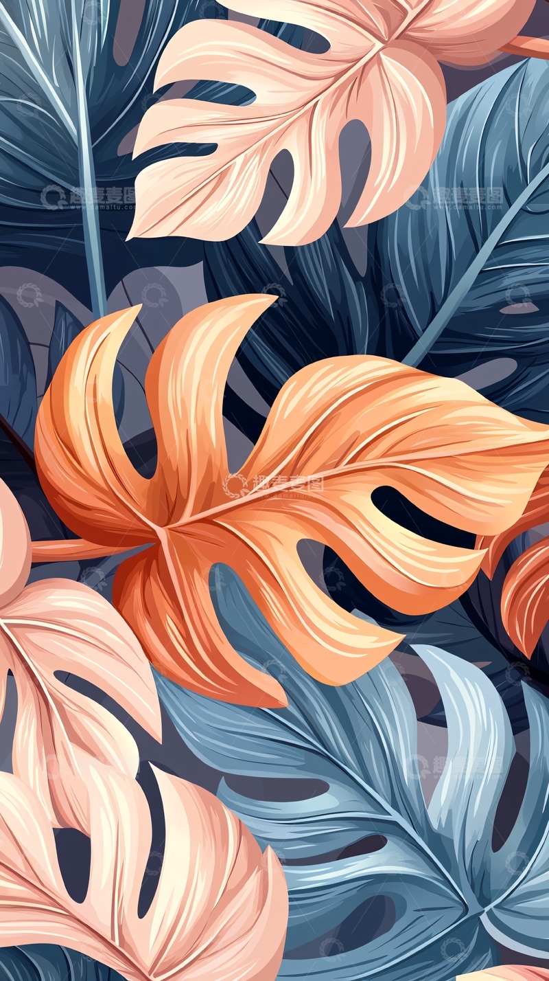 高清大图下载【趣麦麦图】热带植物叶子图案背景