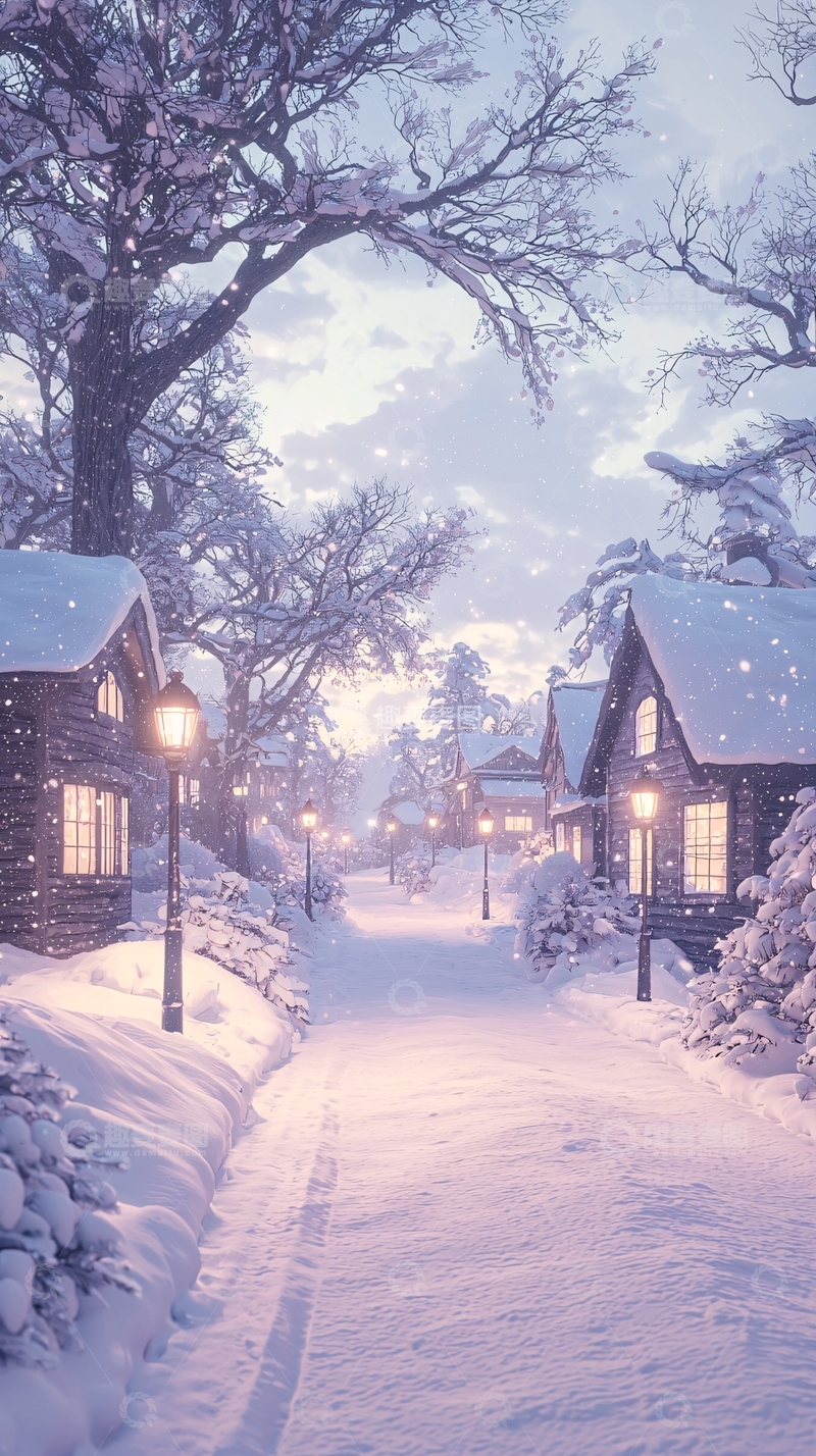 高清大图下载【趣麦麦图】冬日雪景小村庄