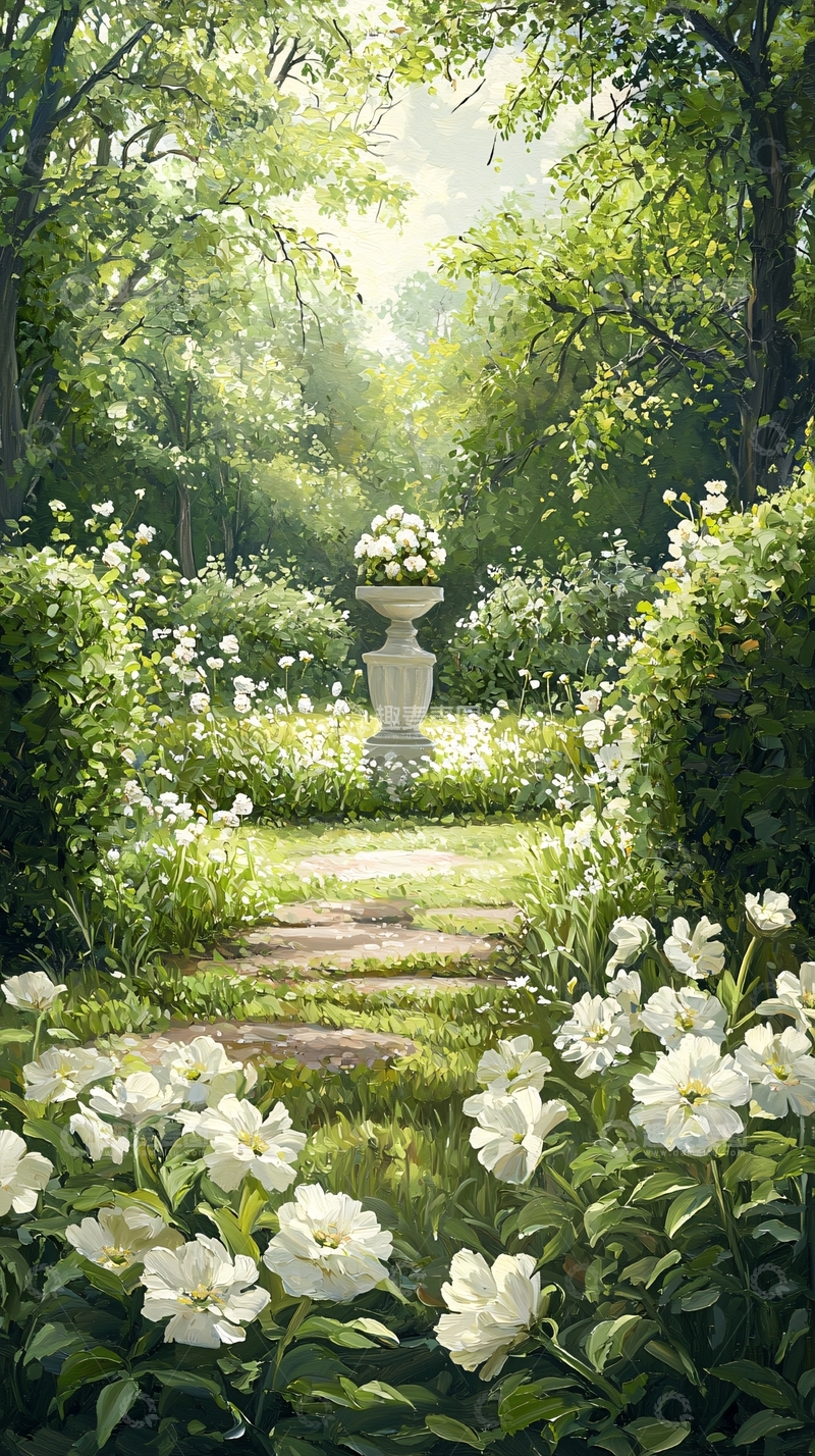 高清大图下载【趣麦麦图】阳光下的花园小径