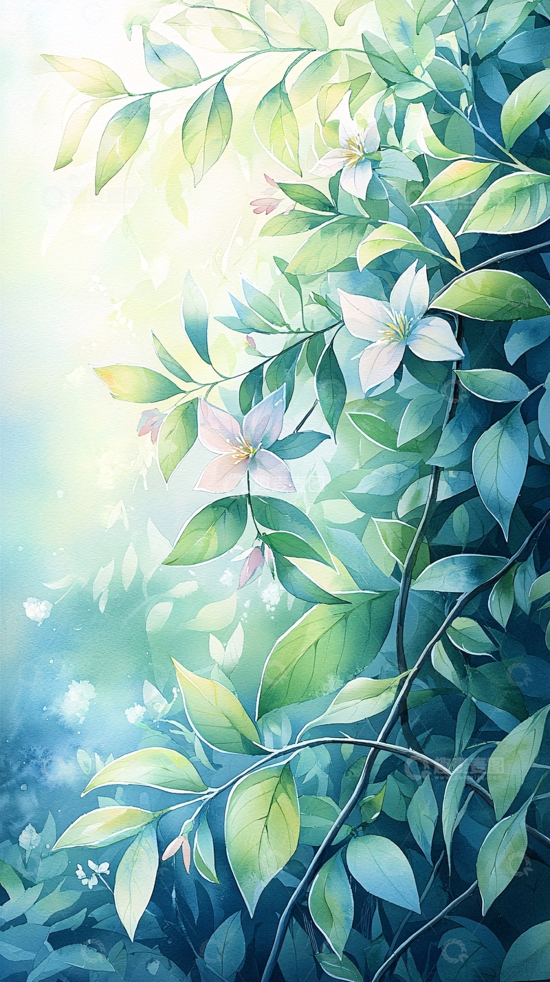 高清大图下载【趣麦麦图】夏日清新绿叶花卉背景图