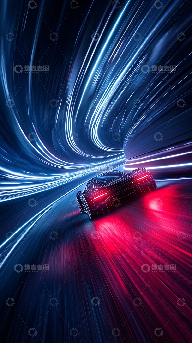 高清大图下载【趣麦麦图】高速行驶的汽车动态模糊背景