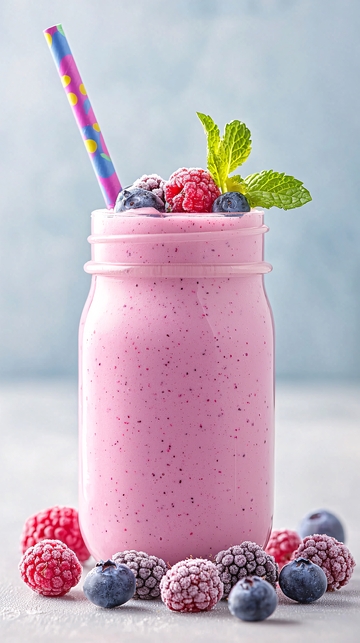 粉色浆果冰沙饮品