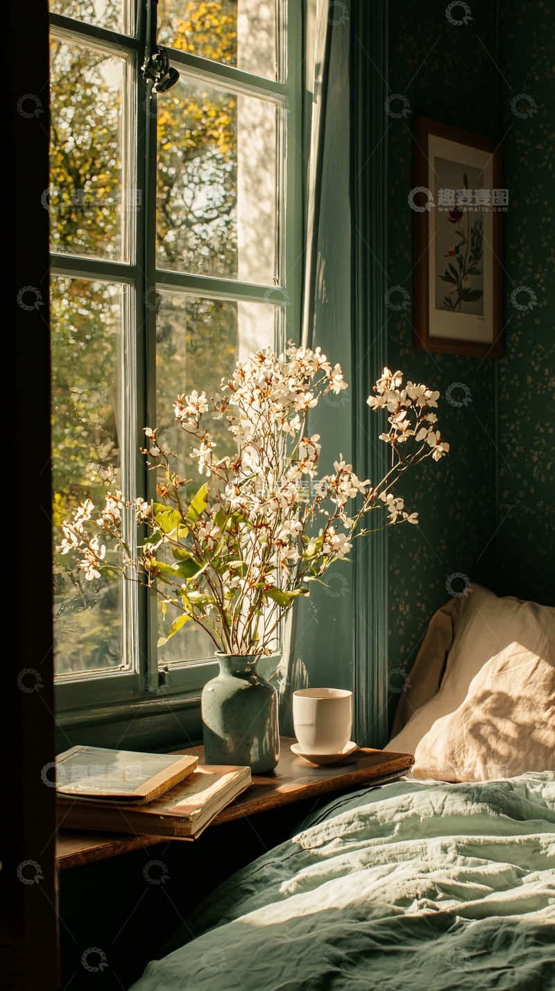 高清大图下载【趣麦麦图】阳光洒进卧室的温馨场景