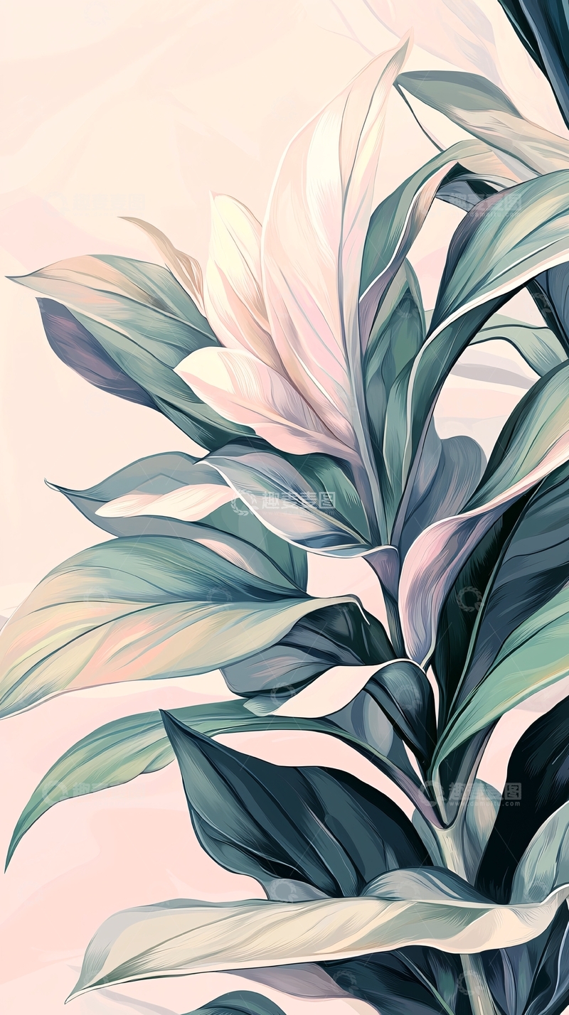 高清大图下载【趣麦麦图】清新花卉植物叶子背景图