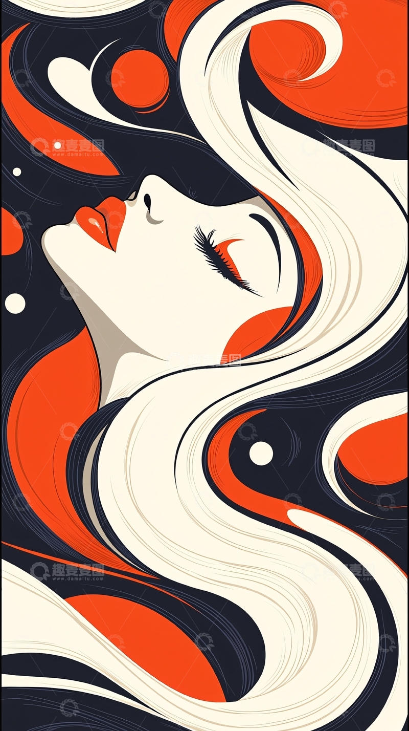 高清大图下载【趣麦麦图】抽象艺术女性肖像插画