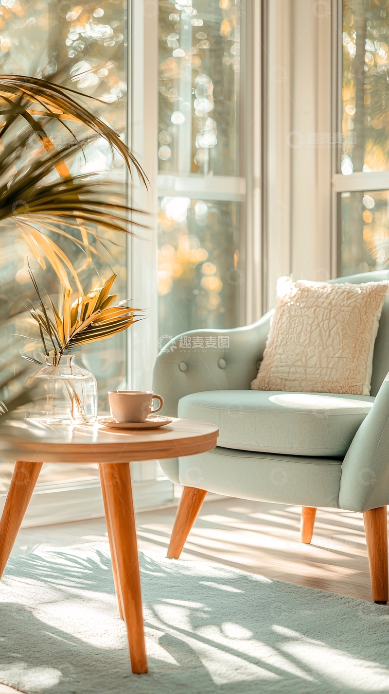 高清大图下载【趣麦麦图】阳光洒满客厅的温馨场景