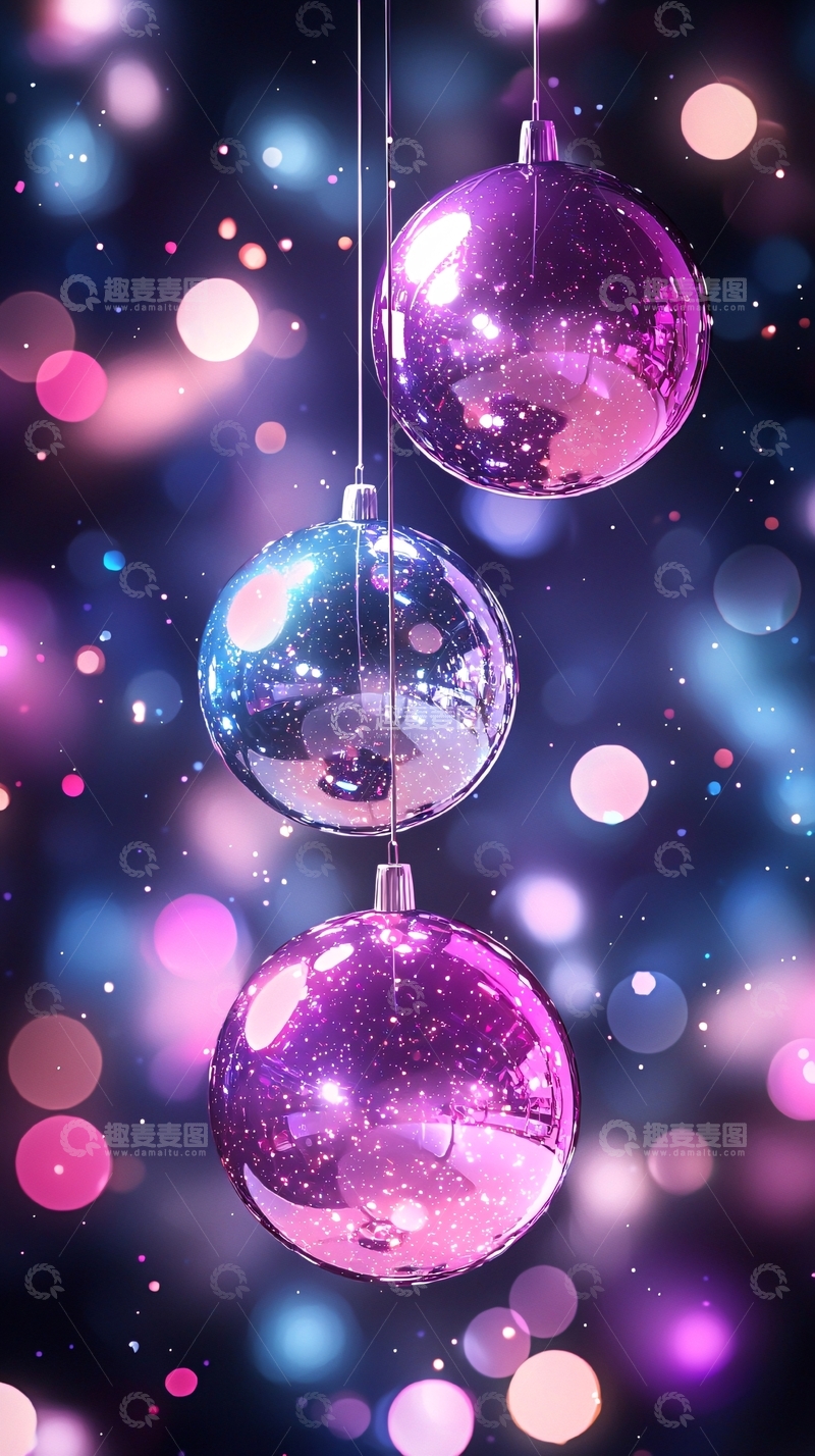 高清大图下载【趣麦麦图】梦幻星空下的悬挂玻璃球