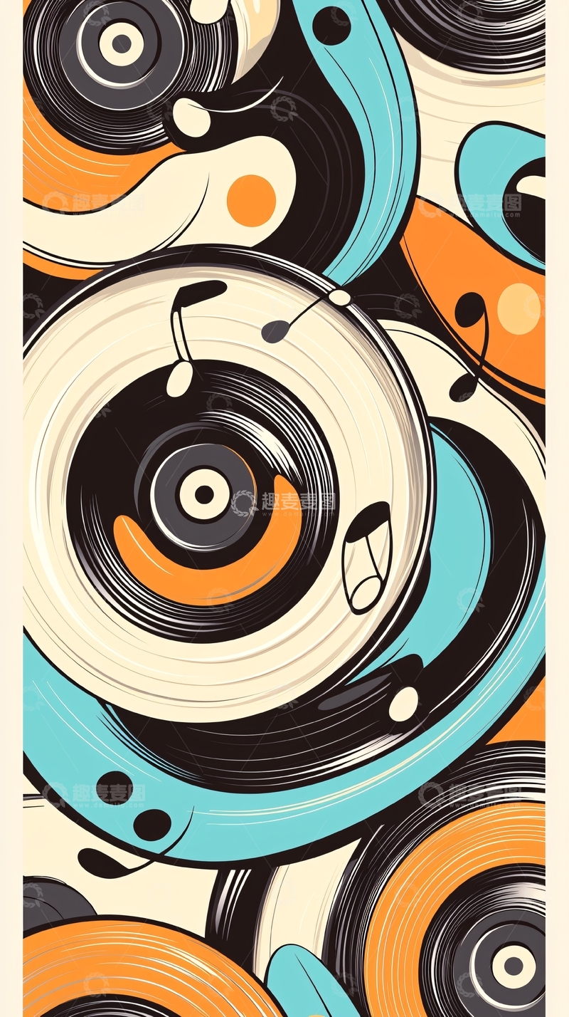 高清大图下载【趣麦麦图】抽象唱片音乐艺术图案