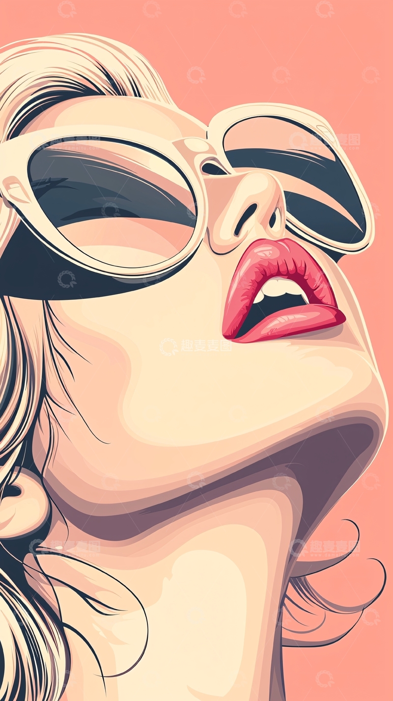 高清大图下载【趣麦麦图】时尚复古风格女性肖像插画