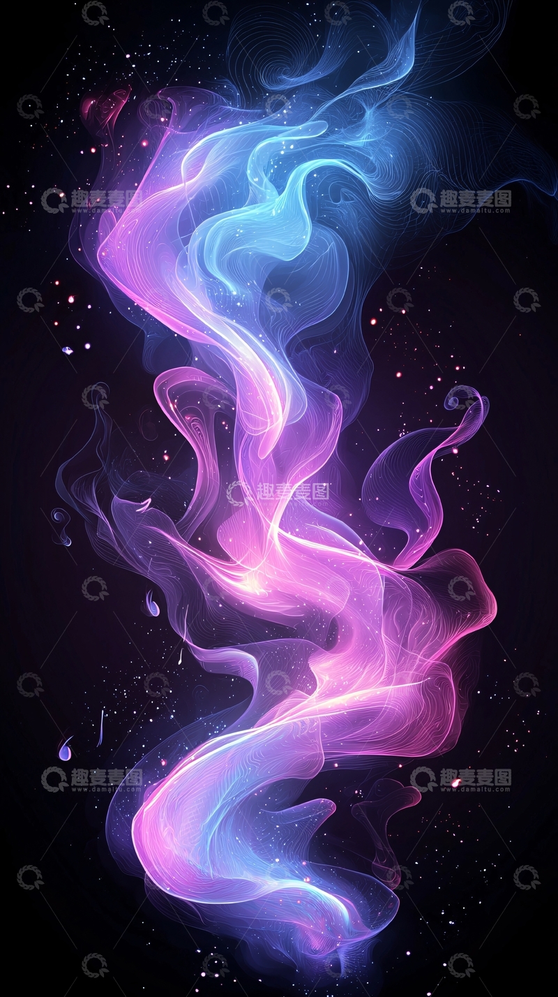 高清大图下载【趣麦麦图】梦幻色彩流动线条艺术背景