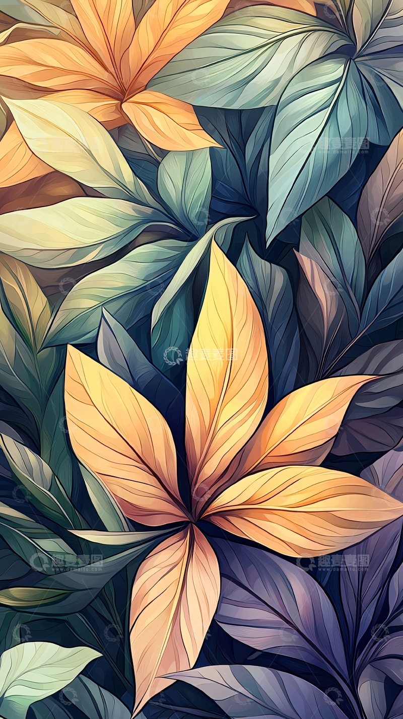 高清大图下载【趣麦麦图】秋日花卉抽象艺术背景图