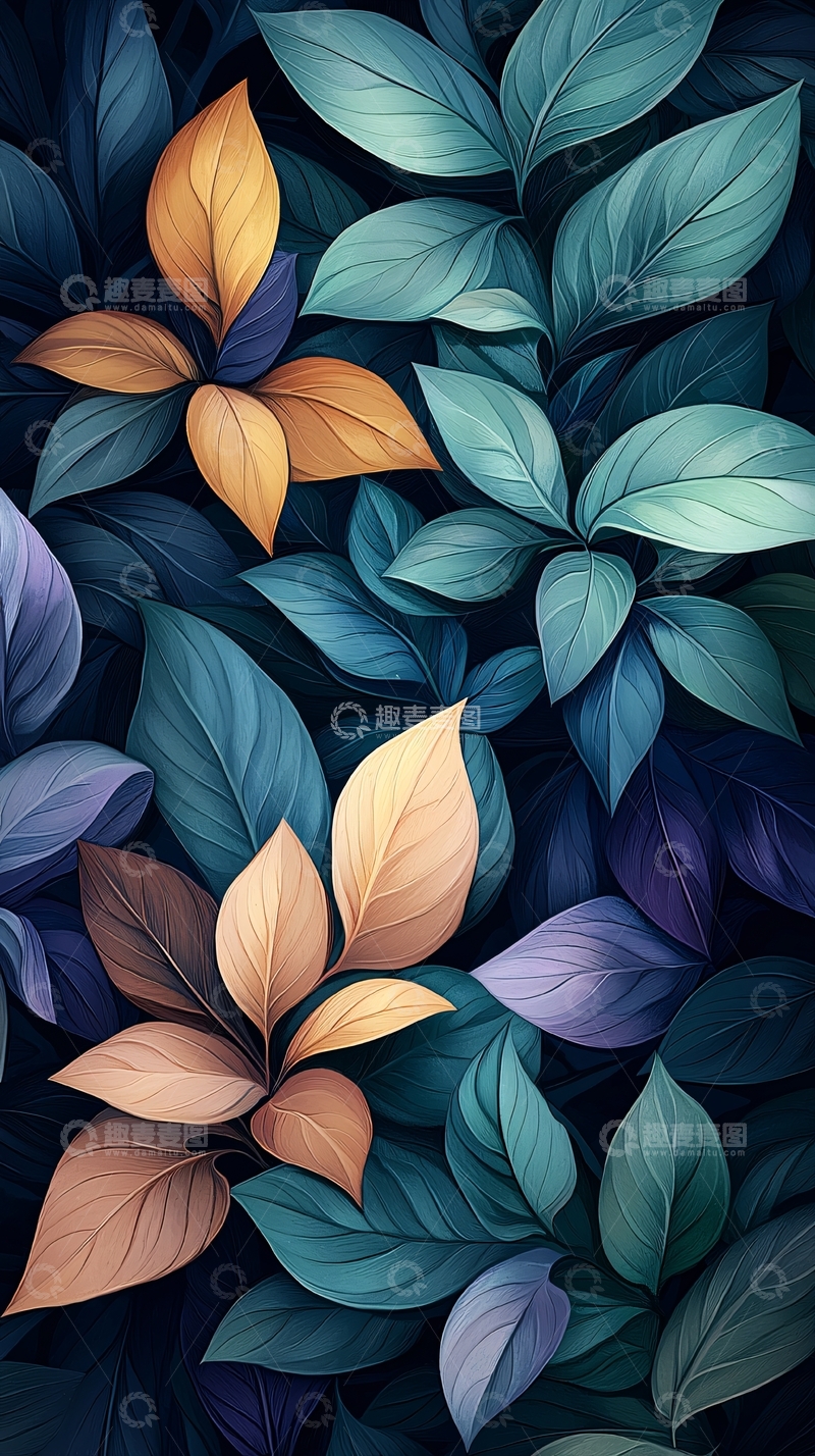 高清大图下载【趣麦麦图】色彩斑斓的叶子背景图