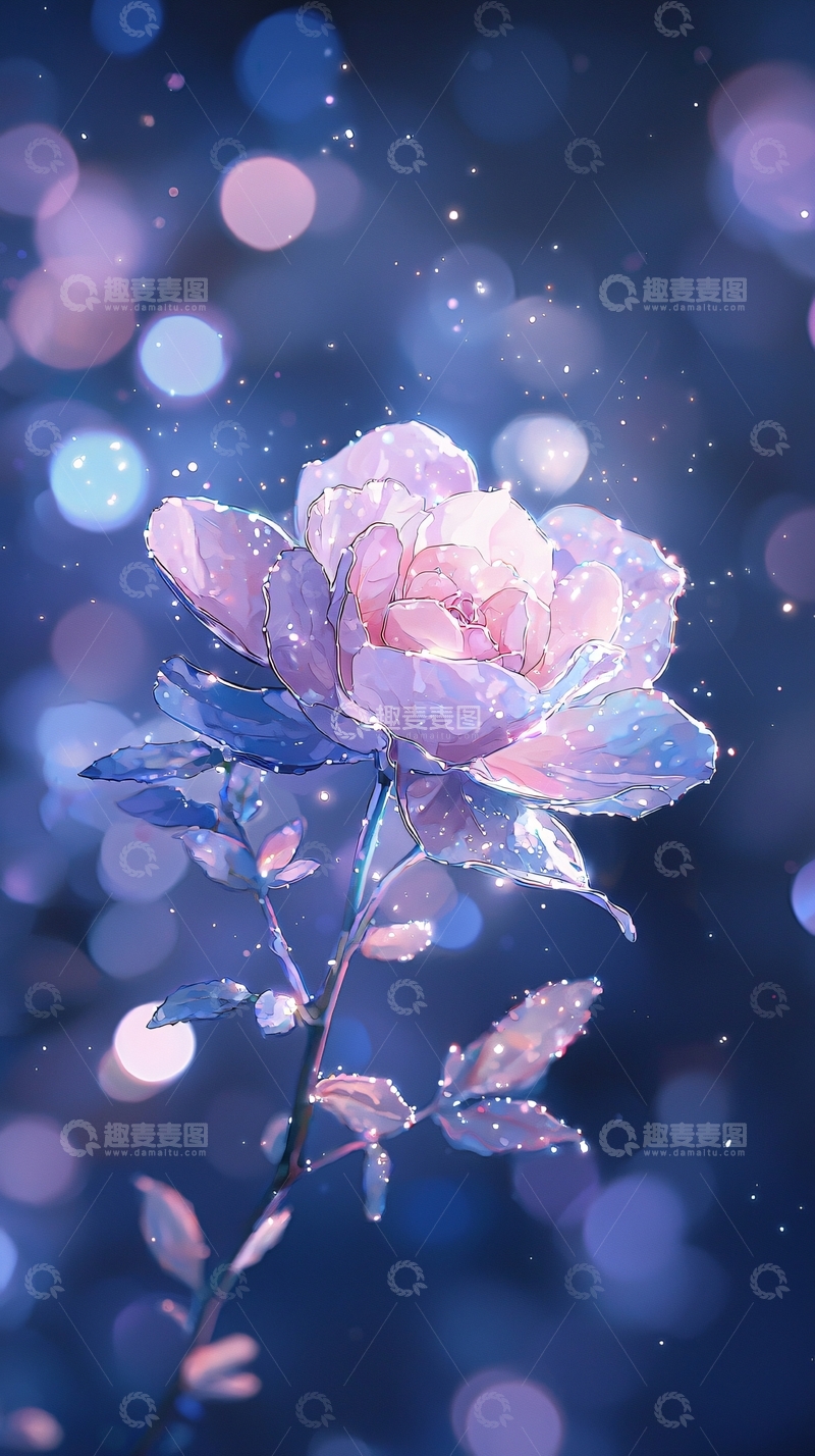 高清大图下载【趣麦麦图】梦幻蓝色玫瑰花背景图